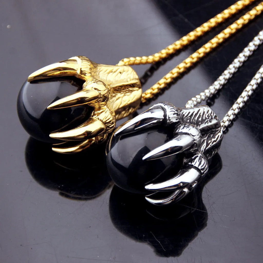 Stainless steel men's pendant with zodiac animal motif, 65g weight, steel colour finish, no chain