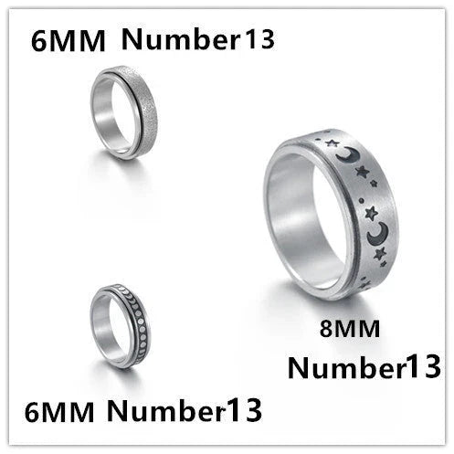 Stylish titanium steel rings with stars, moons, and unique textures for fashionable accessories