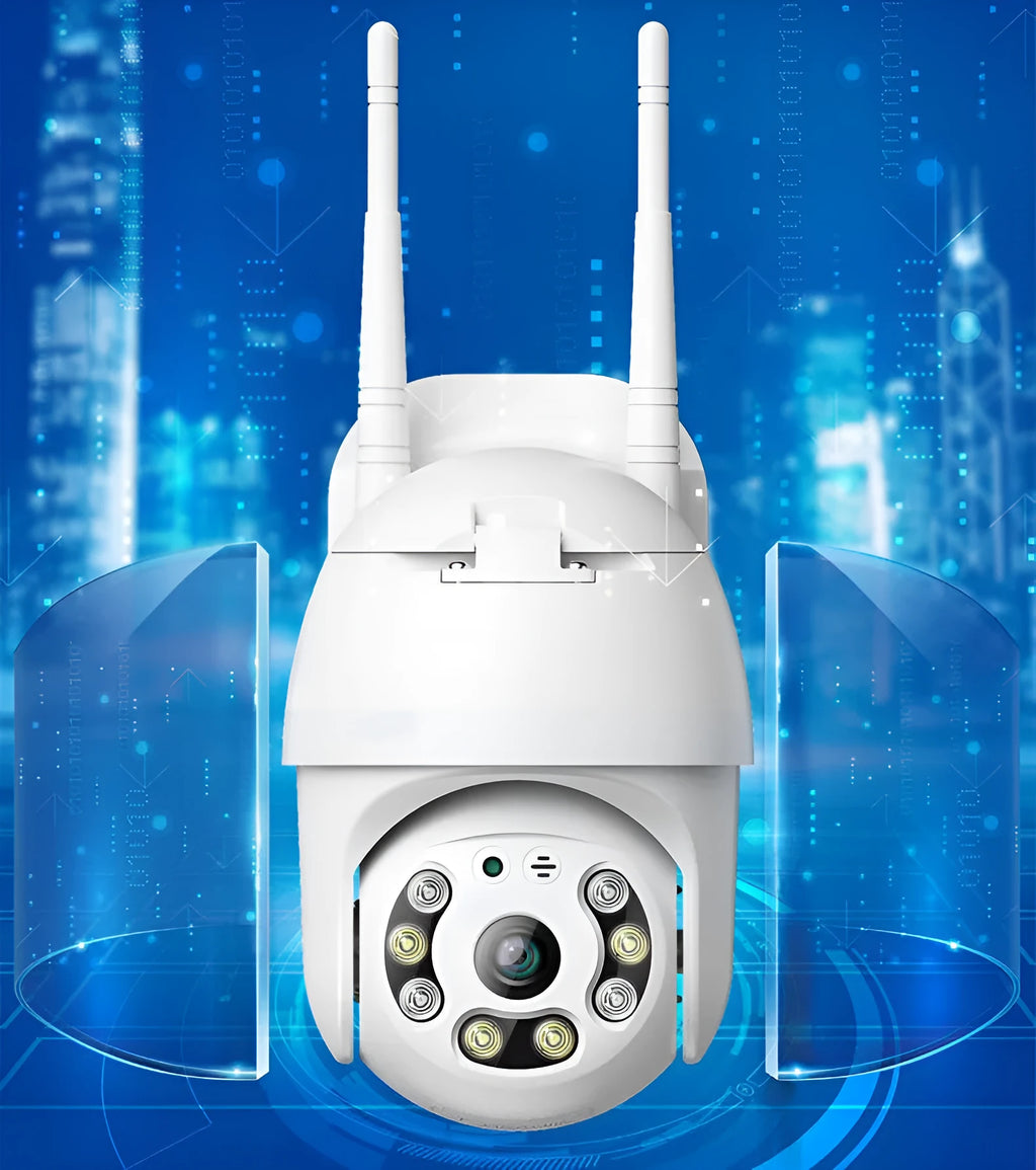 HD panoramic dome network camera with 3MP resolution, wide-angle lens, and infrared LEDs for outdoor monitoring