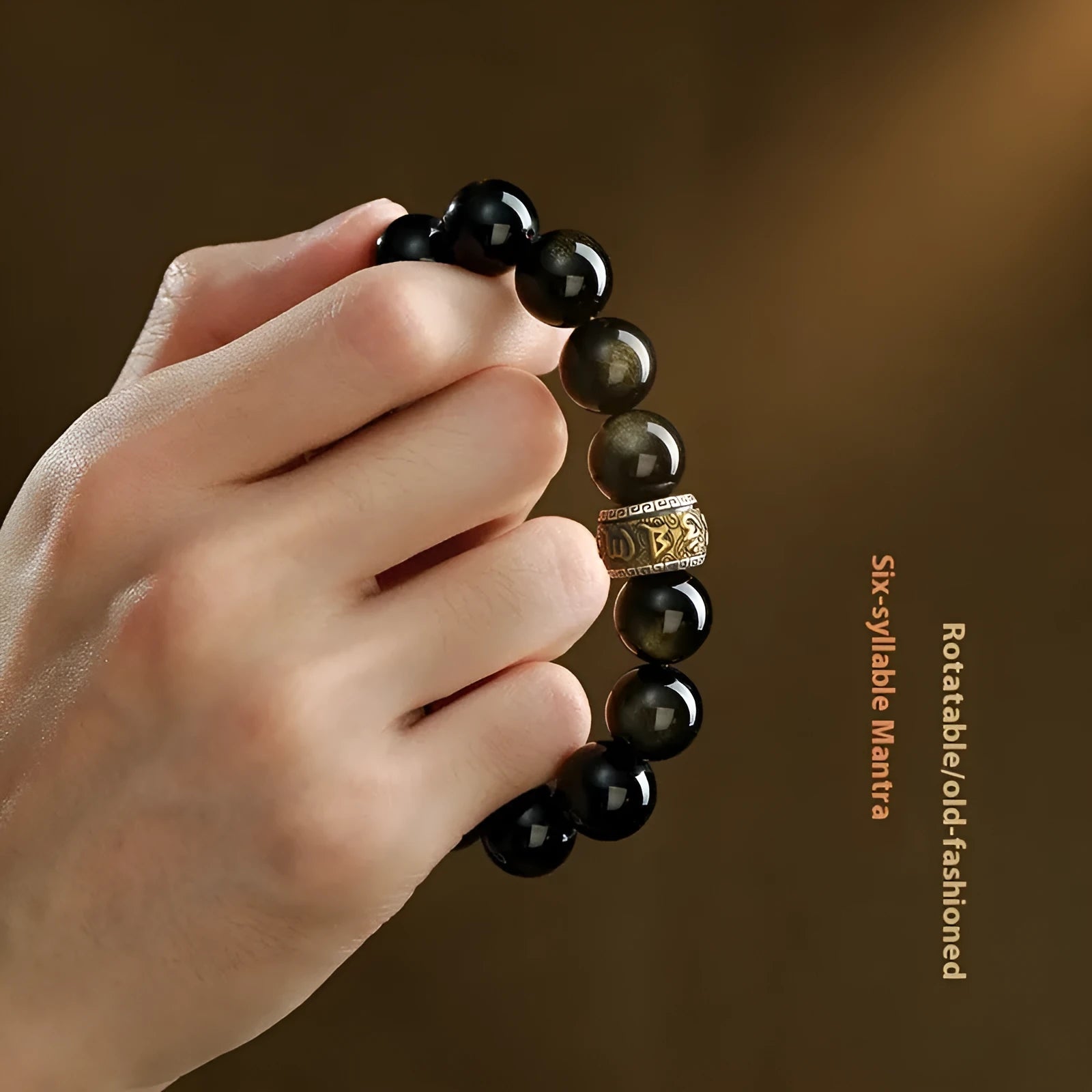 Hand-carved cinnabar beads bracelet with Jinniu design in silver gift box