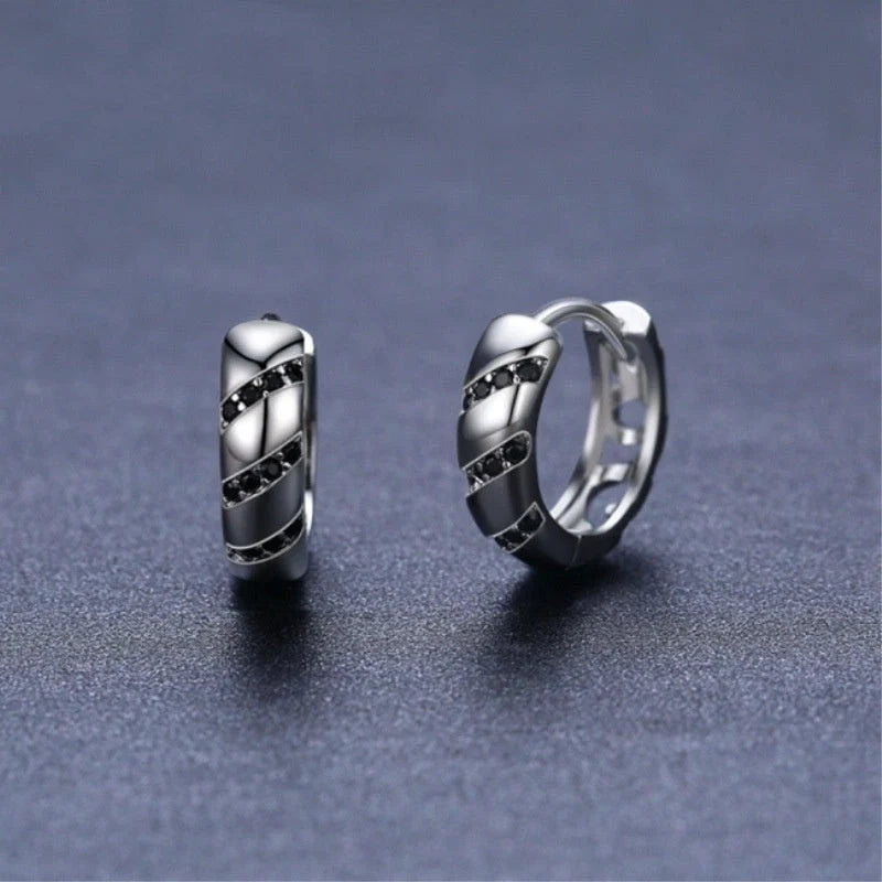 Retro women's round copper earrings in classic black, 2.5cm diameter