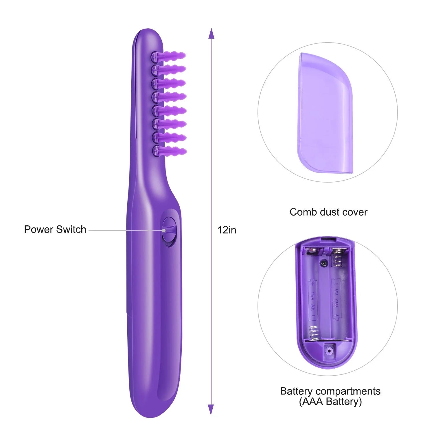 Purple Electric Detangling Brush with scalp massage function
