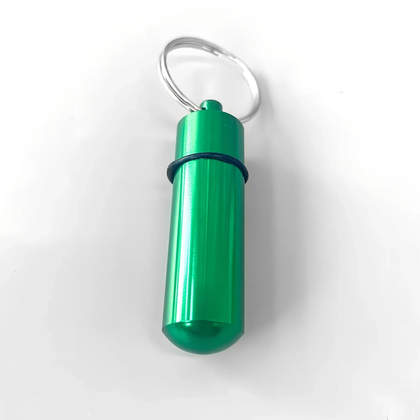 Green wrist strap self-defence key chain with perfume bottle, window breaker, alarm, and stick attachments, 10cm holder