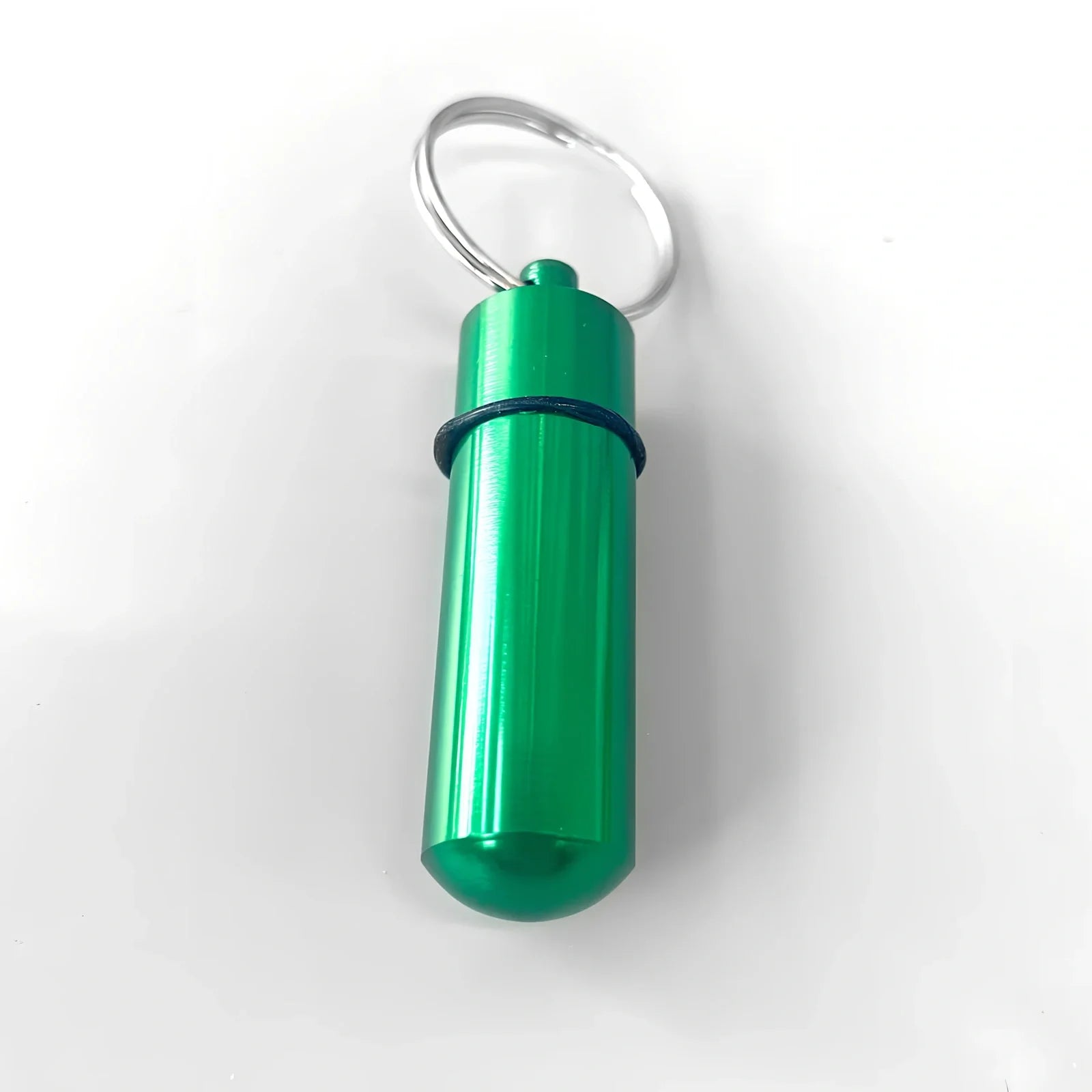 Green wrist strap self-defence key chain with perfume bottle, window breaker, alarm, and stick attachments, 10cm holder