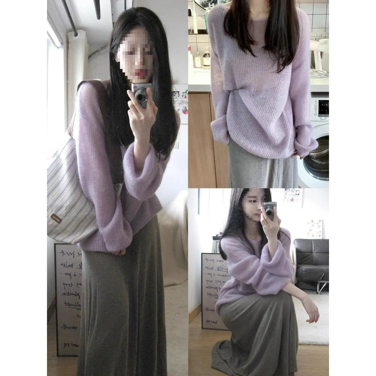 Purple women's sleeveless blouse with hollow out detail and princess sleeves, laid flat.
