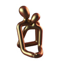 Modern milky white and gold resin couple sculpture for home decoration display