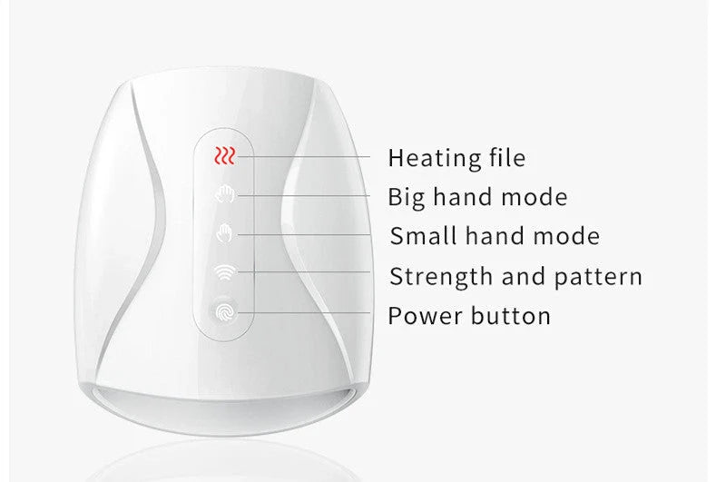 Electric mouse hand massage instrument with heating function, white colour, compact size 24x13cm