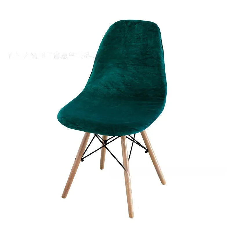 Velvet solid colour non-slip Eames chair cover in beige, polyester fibre, dustproof