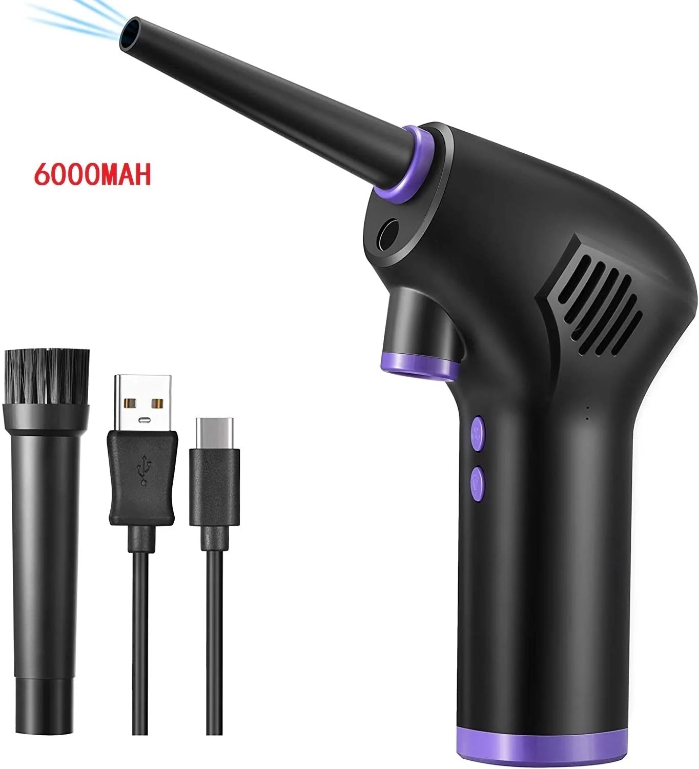 Cordless air duster with withdrawable nozzle for electronics cleaning