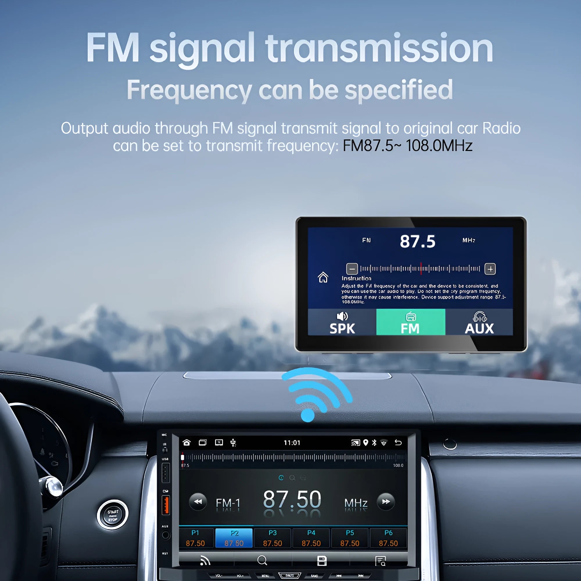 7-inch wireless CarPlay projection camera for cars with wide-angle recording and motion detection