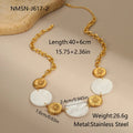 Round acrylic disc pendant necklace on stainless steel chain, pink colour, adjustable 41-50cm, women's fashion OL style
