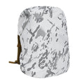 Army green PU backpack rain cover shown fitted over a large backpack for outdoor use.