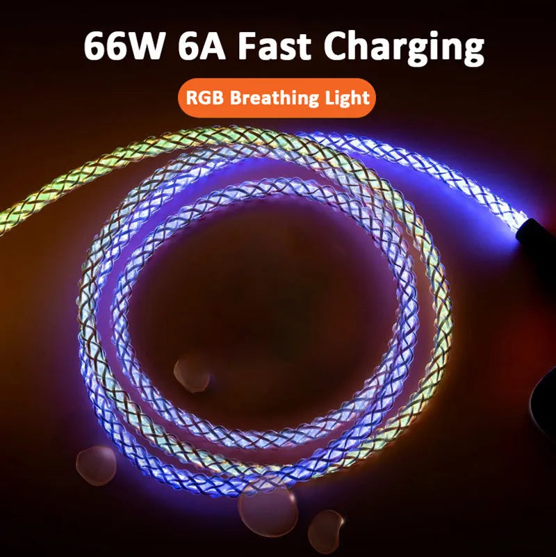 Phantom gradient coloured USB charging cable with Lightning, Micro USB and USB-C connectors on 1.2 metre cable