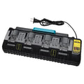 Black four-port multi-function fast charger for electric tools with 14.4V-18V output and 12A total current