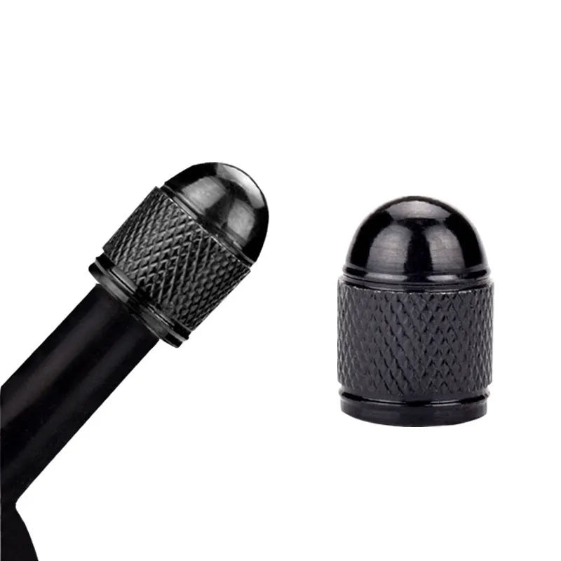 Aluminium mountain bike tyre valve cap in five colour options: black, blue, gold, red, silver.