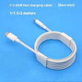White double-headed Type-C data cable 1m length for 5W fast charging