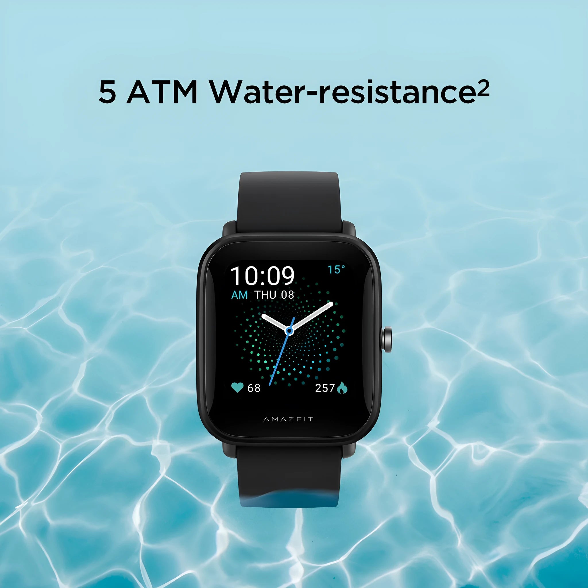 Pine green smartwatch with blood oxygen monitoring on silicone strap showing 1.43-inch colour screen display