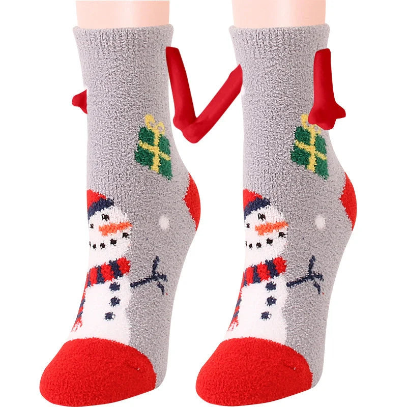 Christmas couple socks with magnetic suction feature in various animal patterns