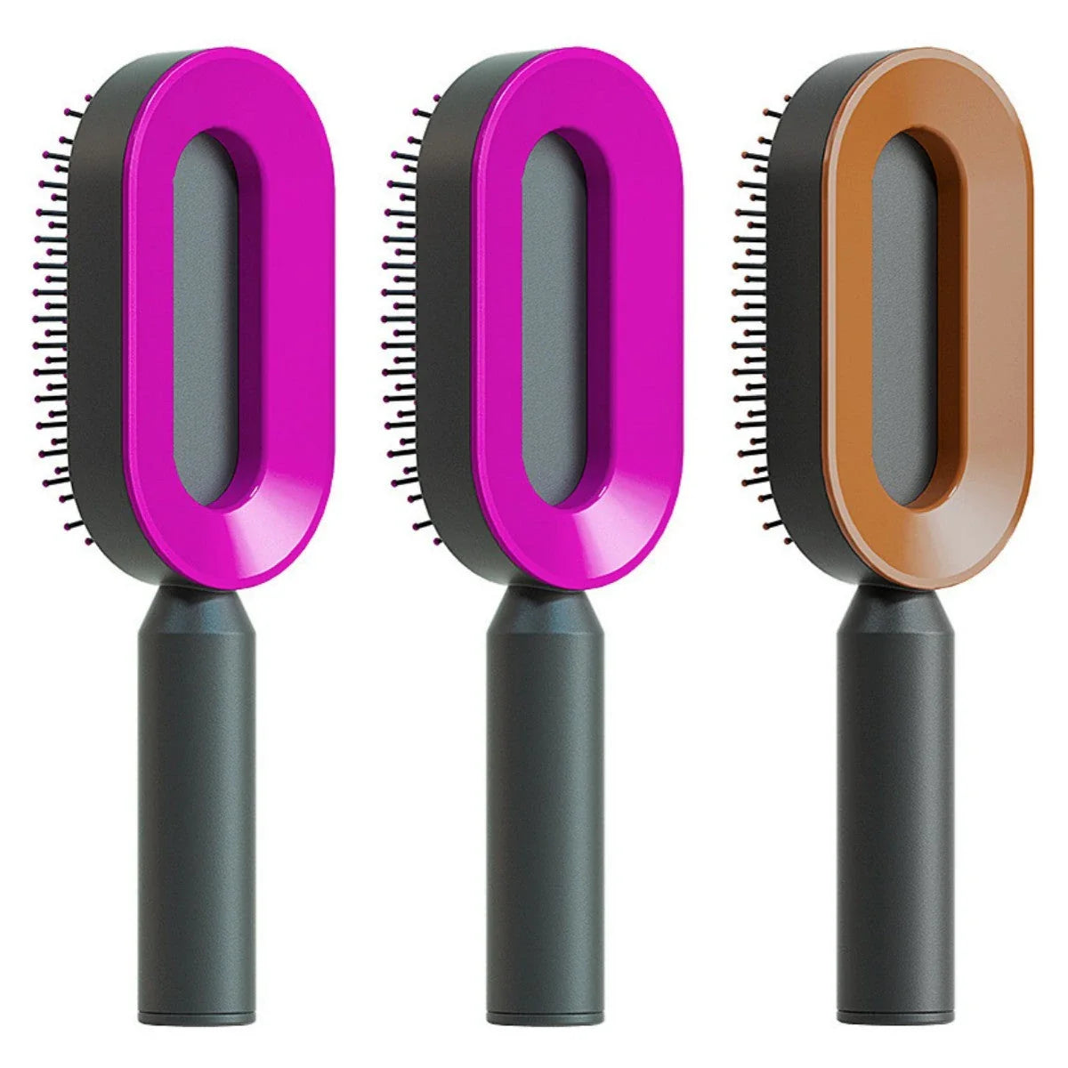 3D Air Cushion Hair Brush in elegant white, showcasing wide comb teeth and ergonomic handle
