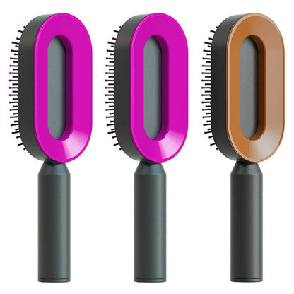 3D Air Cushion Hair Brush in elegant white, showcasing wide comb teeth and ergonomic handle