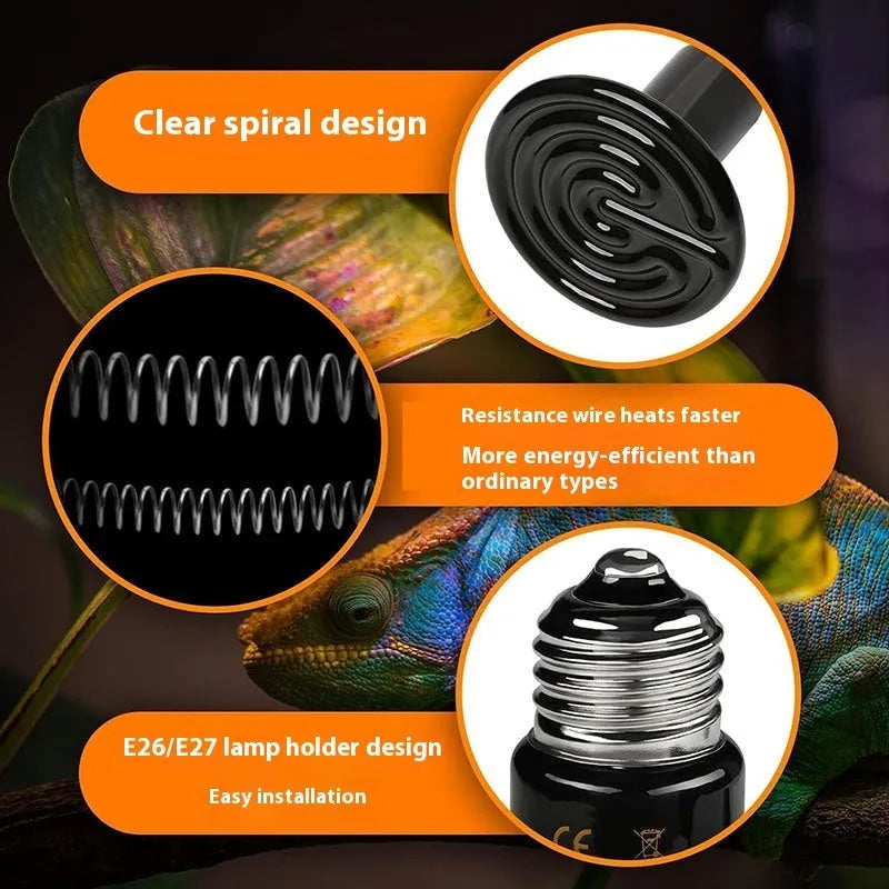 Black ceramic heating night light for climbing pets with temperature control