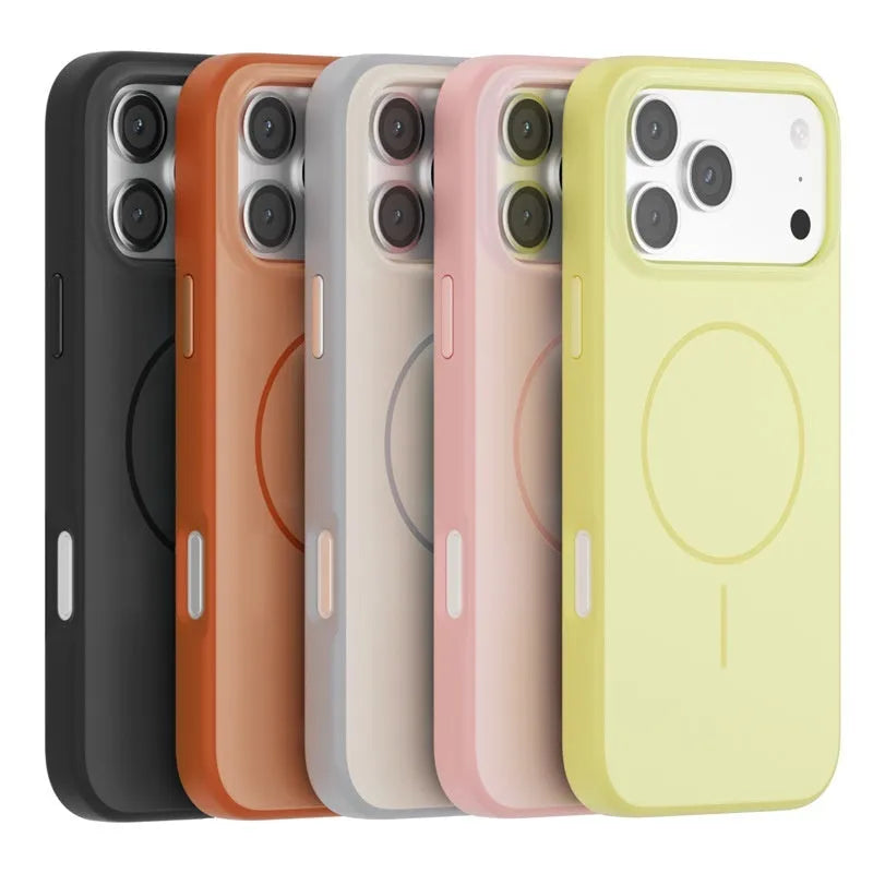 Magnetic suction anti-fall hard case for iPhone 17 series, TPU PC, black colour, injection moulded