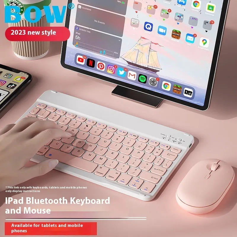 Bluetooth wireless keyboard for tablets in elegant white colour with USB-C charging cable