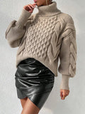 Twist thread solid colour loose sweater for women, white pullover with long sleeves, polyester fabric