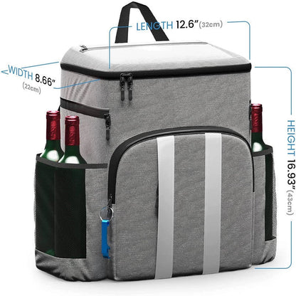 Large capacity refrigerated picnic backpack in grey and black