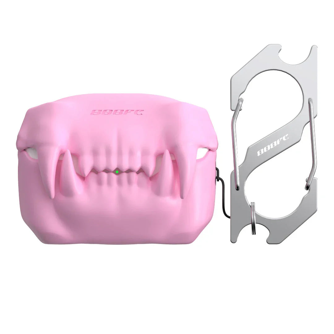 Halloween themed silicone AirPods case with teeth design and keychain