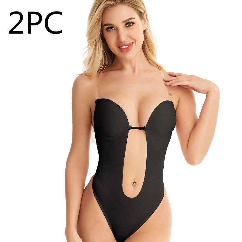 Adjustable one-piece underwear bra tube top in black and skin colour for big breasts