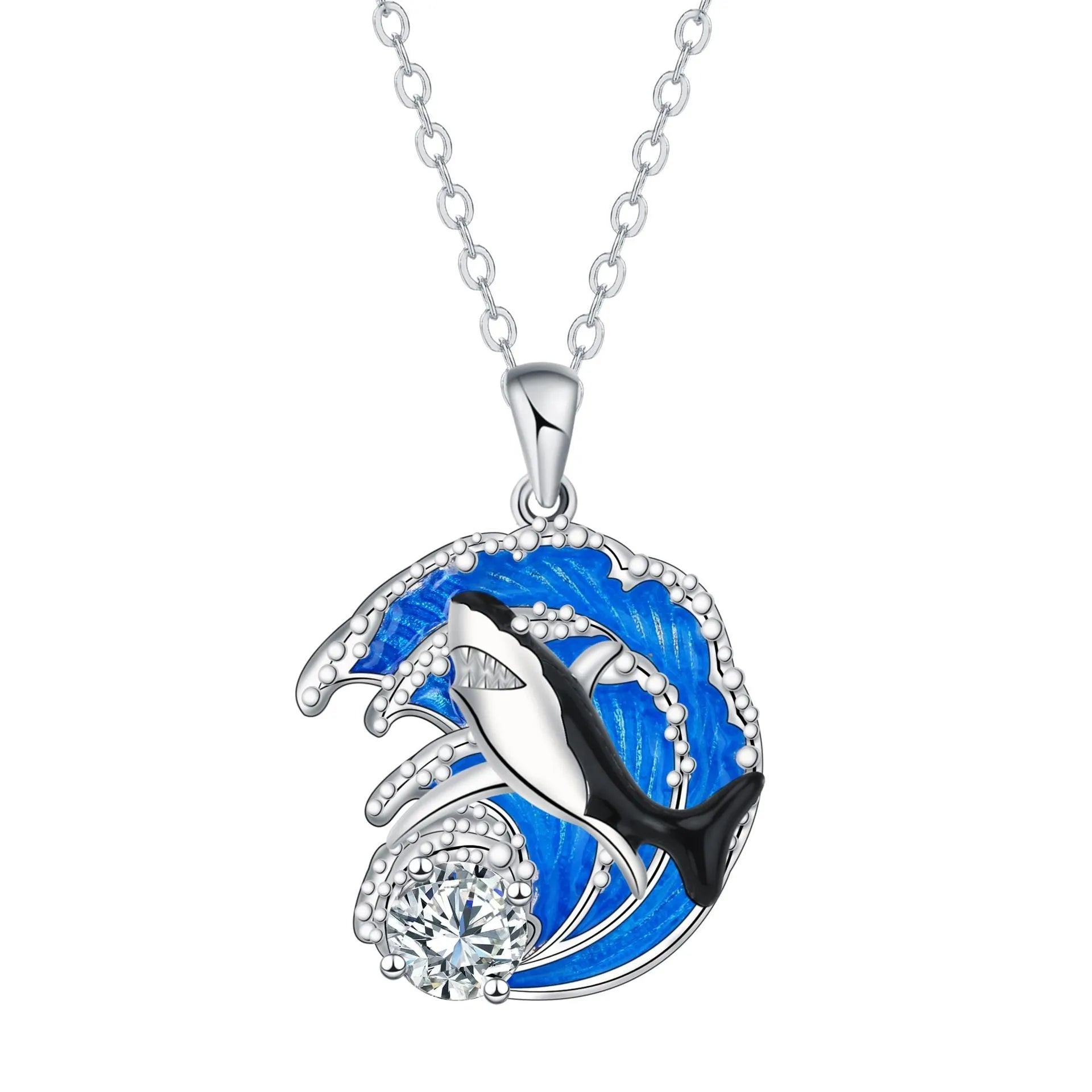 HAILANG women's shark pendant necklace with cross chain design and adjustable length