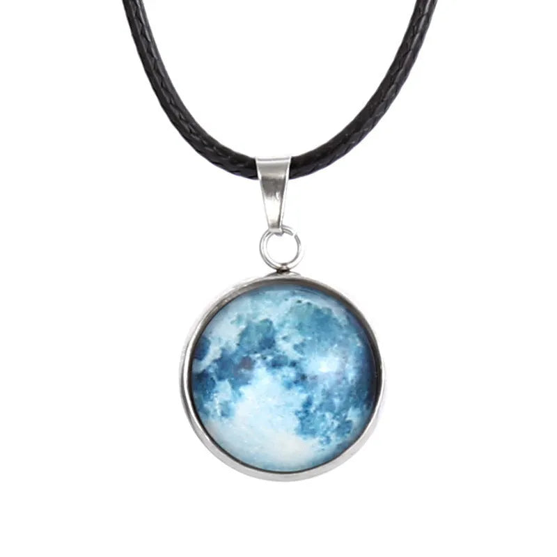 Simple constellation design pendant necklace with luminous alloy detail on a chain with extension.