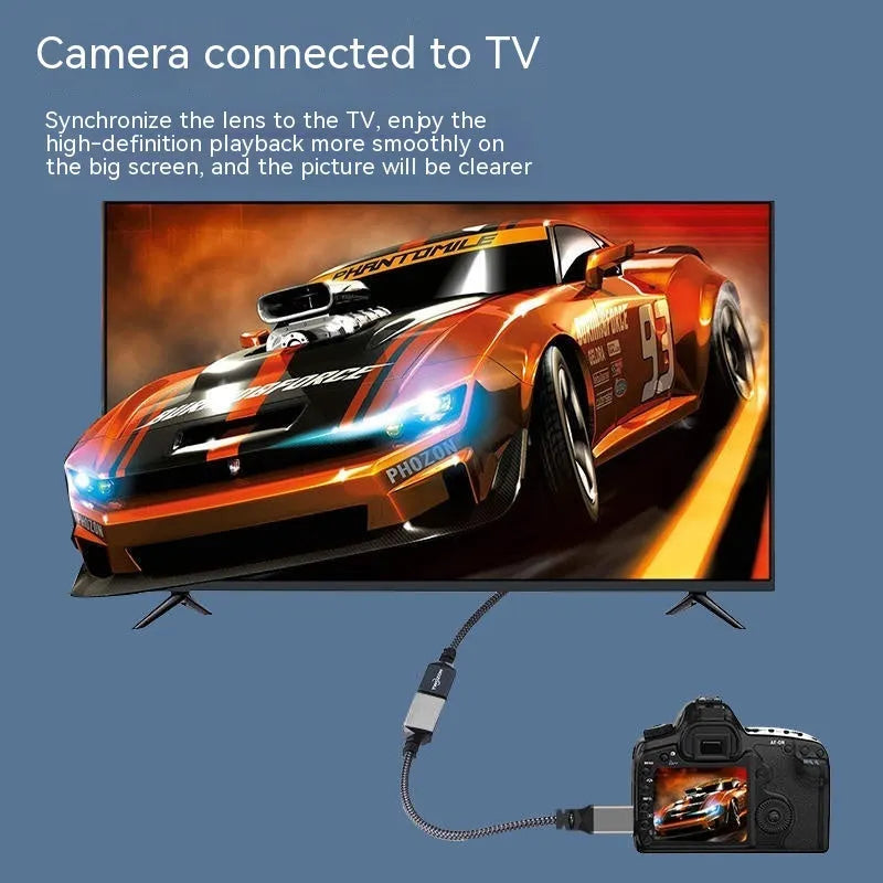 Mini HDMI to HDMI female adapter cable with gold-plated connectors, 1.2m length, straight head option