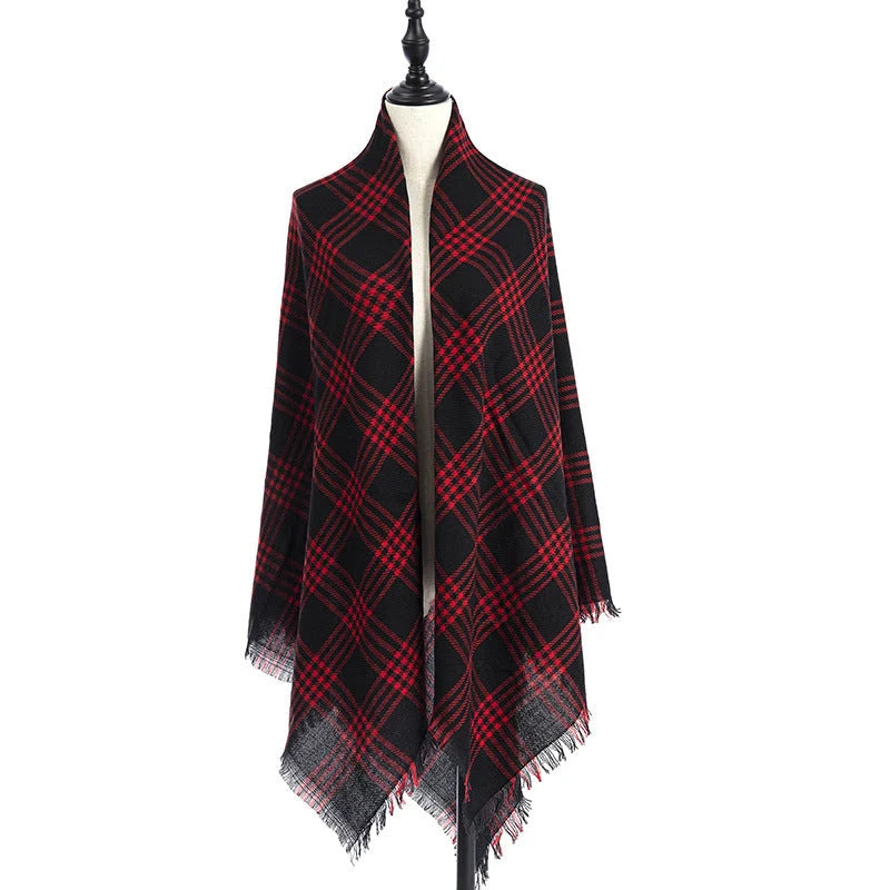 Women's double-sided Qicaigei scarf shawl in imitation cashmere, 140x140cm