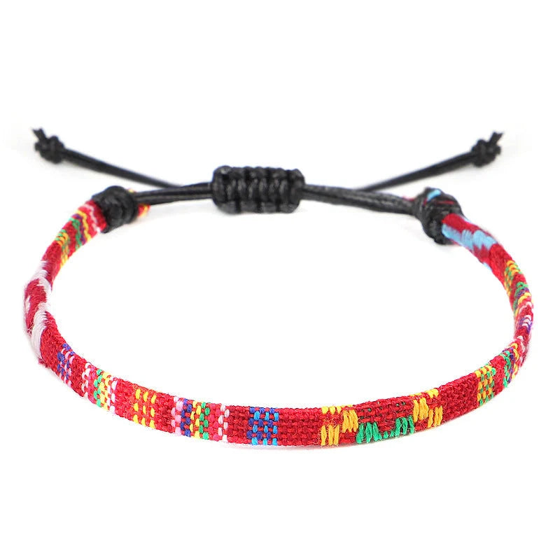 Hand woven rainbow colour bohemian style anklet for men and women