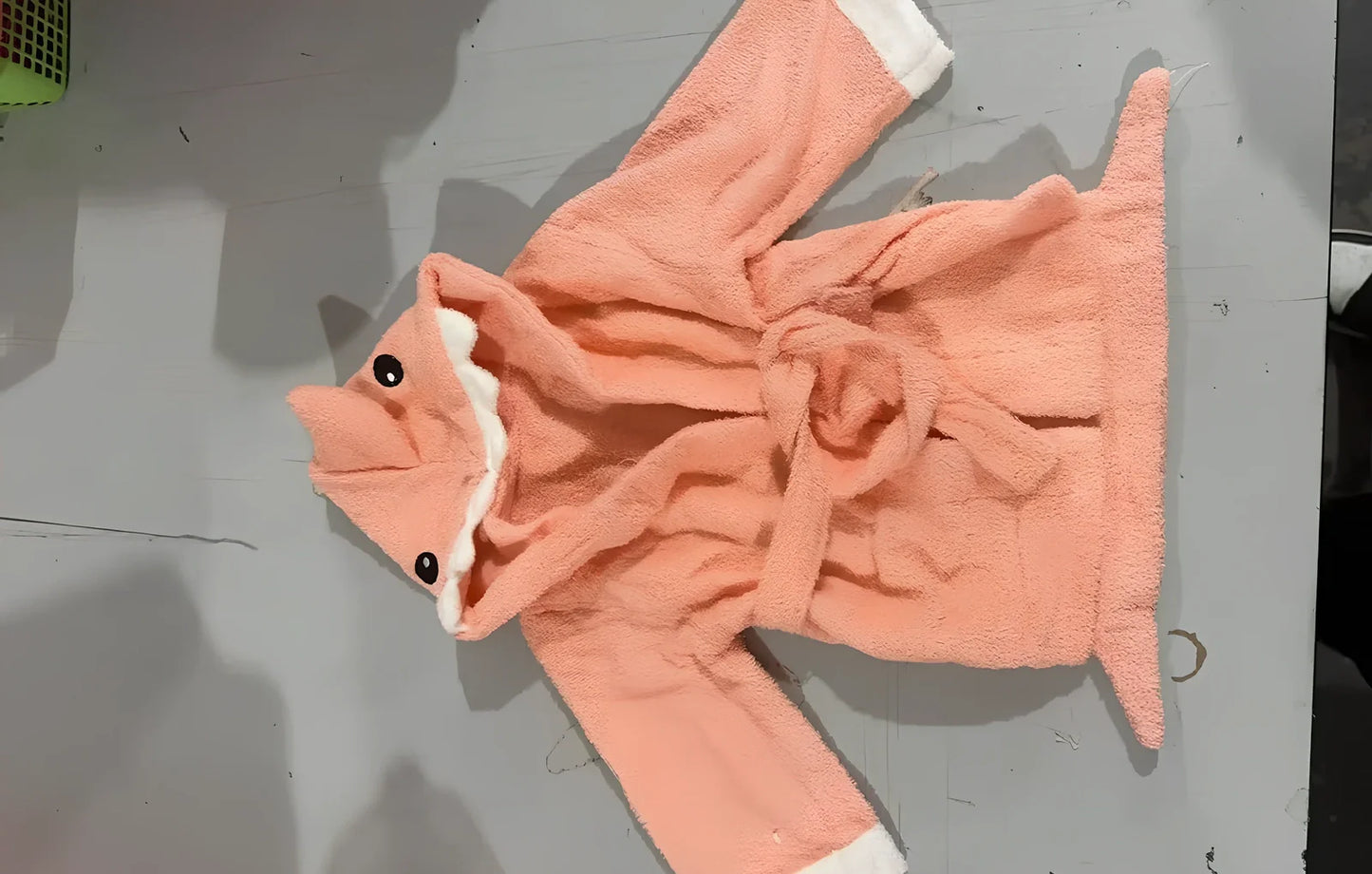 Children's hooded absorbent bathrobe in mouse pattern, cotton fabric, size S 47cm length for 0-18 months