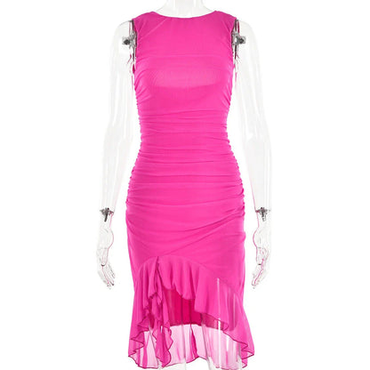 Chic sleeveless mini dress with collage design in various colors for stylish summer parties and events