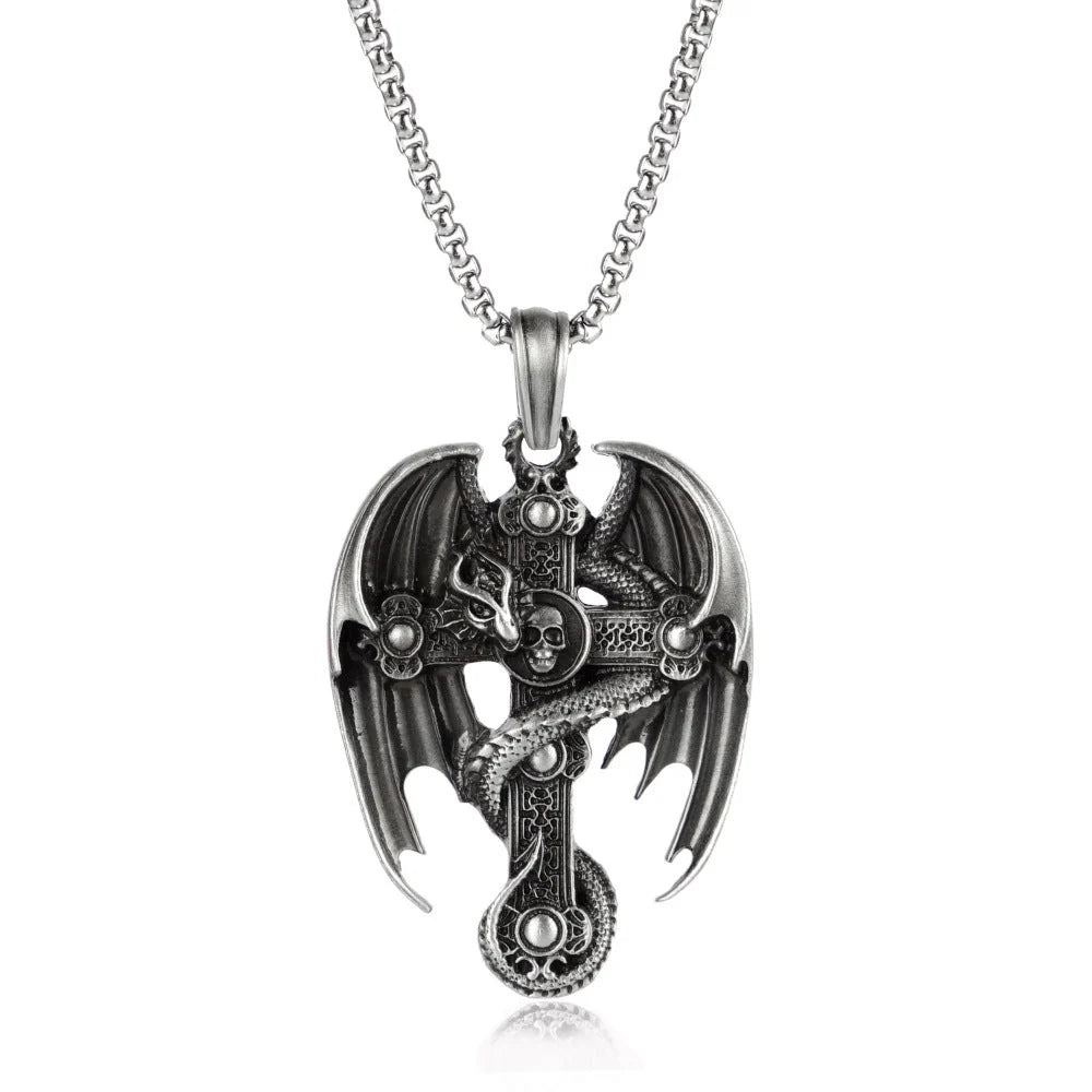 Men's stainless steel retro pendant sweater chain with pure tin pendant