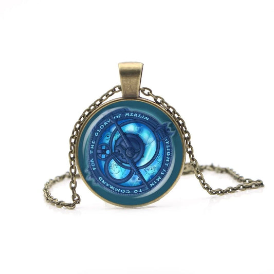 Deep blue Magic Potion Witchcraft Worship Pendant with symbolic design