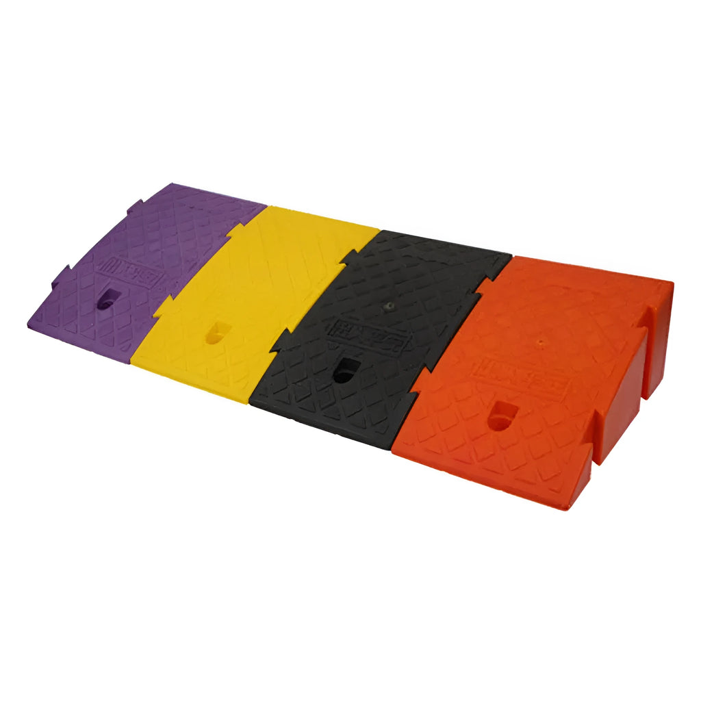 Plastic car climbing uphill threshold pad triangle speed bump in yellow 250x270mm base