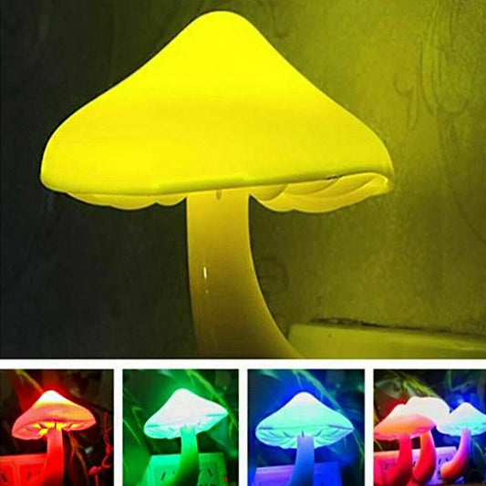 Mushroom-shaped LED night light with automatic sensor in various colours