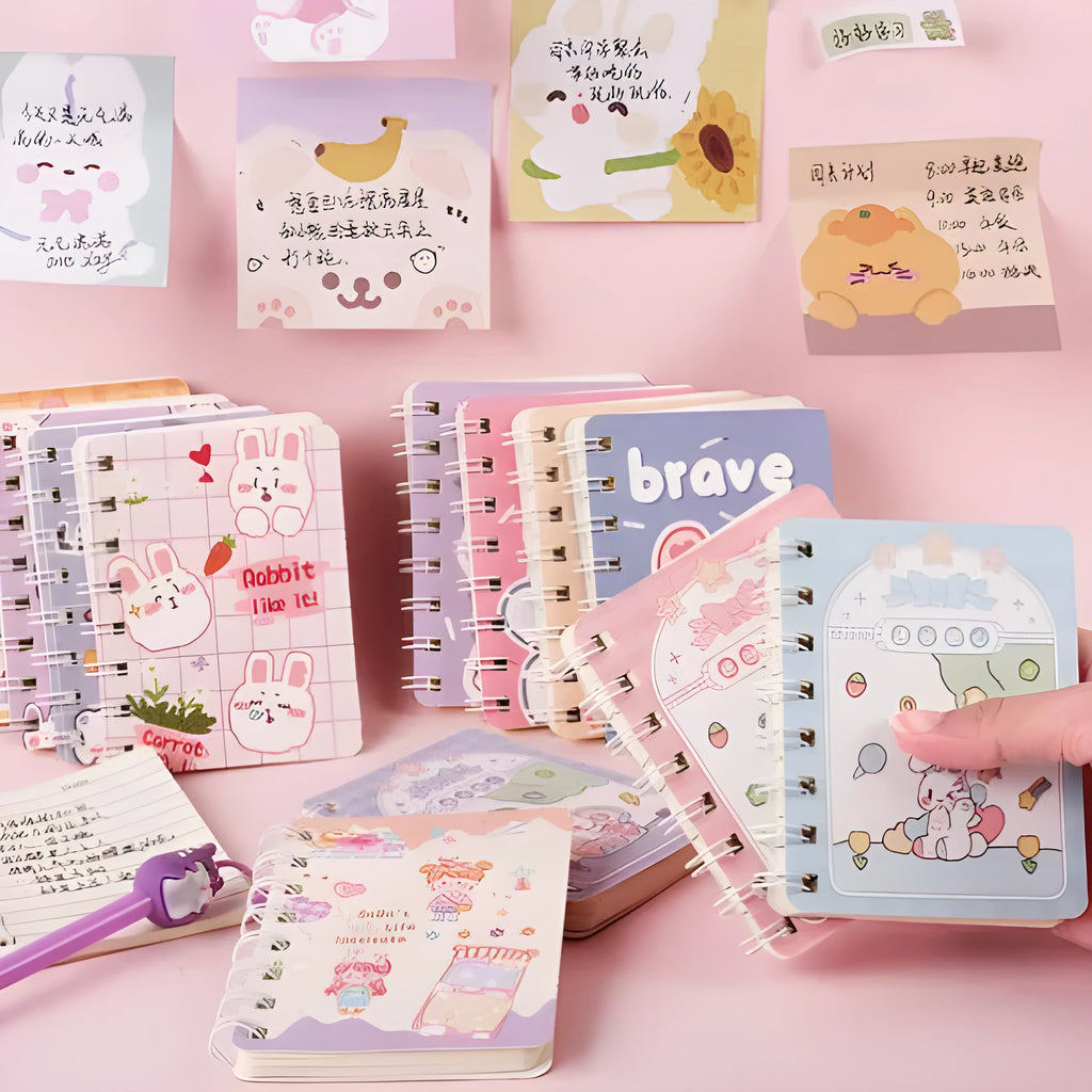 Flip Student coil pocket notebook with cloth cover showing colour design options
