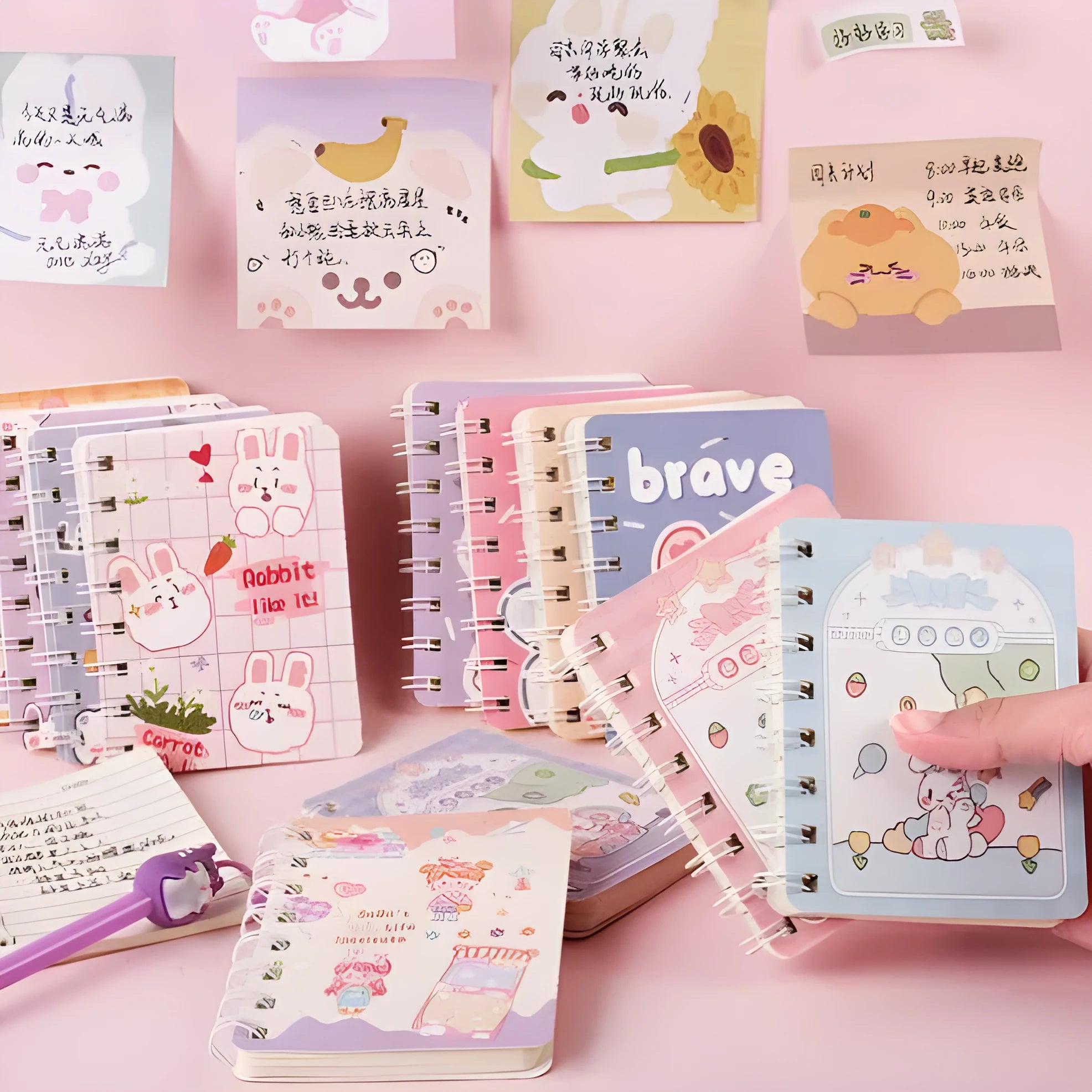 Flip Student coil pocket notebook with cloth cover showing colour design options