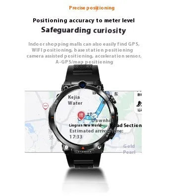 Run 2G Memory 16G coloured sports smartwatch with dual cameras and a touch screen on a wrist.