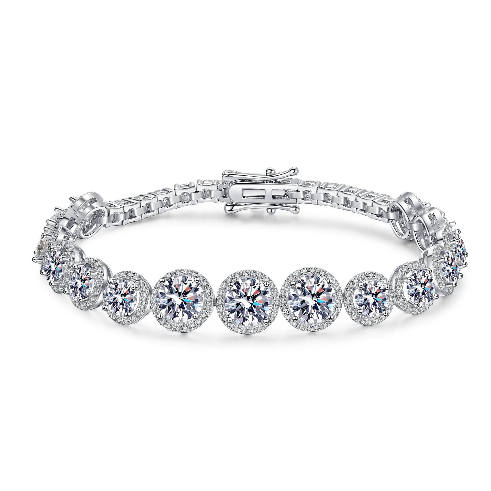 925 sterling silver full moissanite starry sky wave bracelet for women, geometric affordable luxury style
