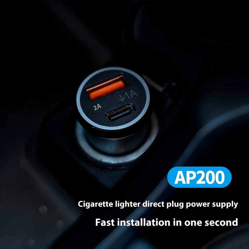 Black car charger GPS locator tracker device for vehicle security.