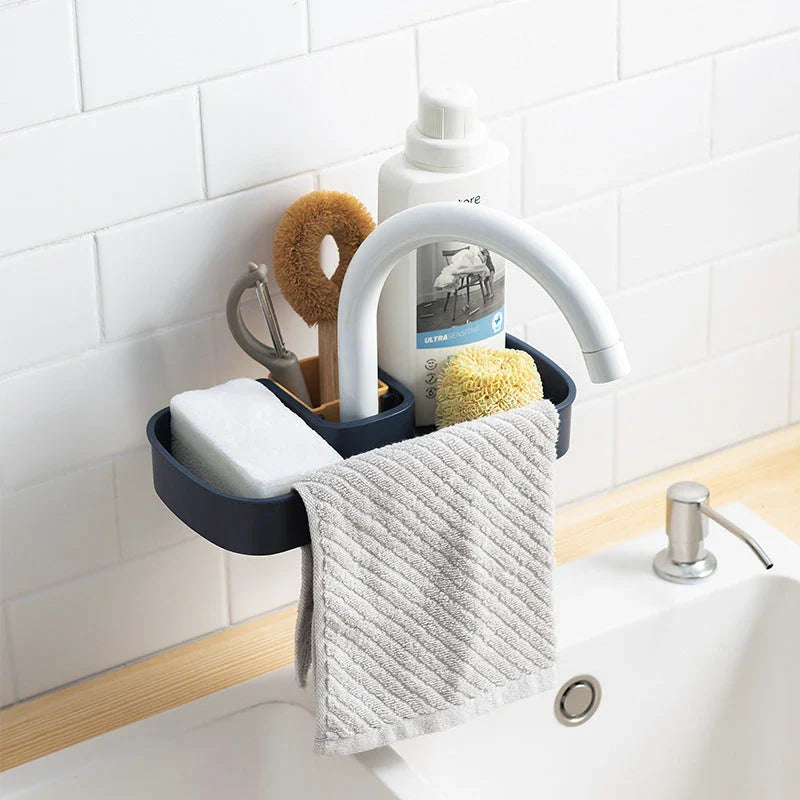 Versatile Sink Organiser with Compartments for Sponges, Brushes, and Cleaning Supplies