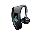 Digital display business earphones in black with charging compartment showing battery level, Bluetooth 5.2