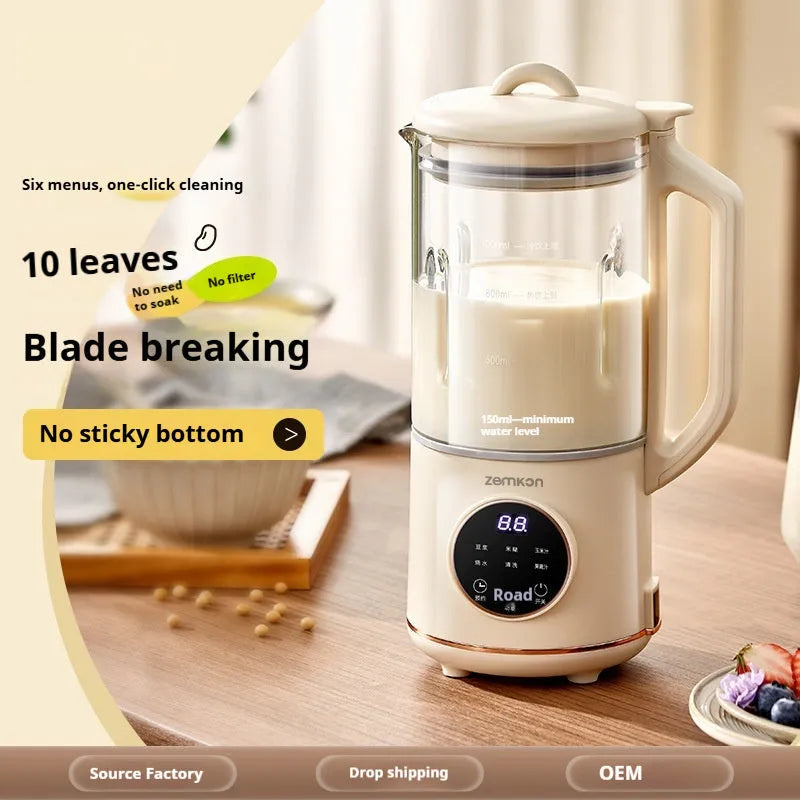 Cytoderm automatic soybean milk machine with glass body in light purple, showing touch control panel.